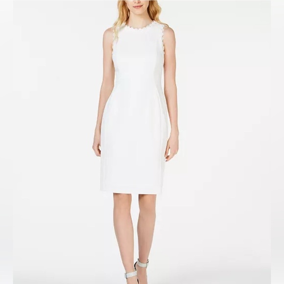 Calvin Klein White Halter Sheath Midi Dress - Picture 1 of 6